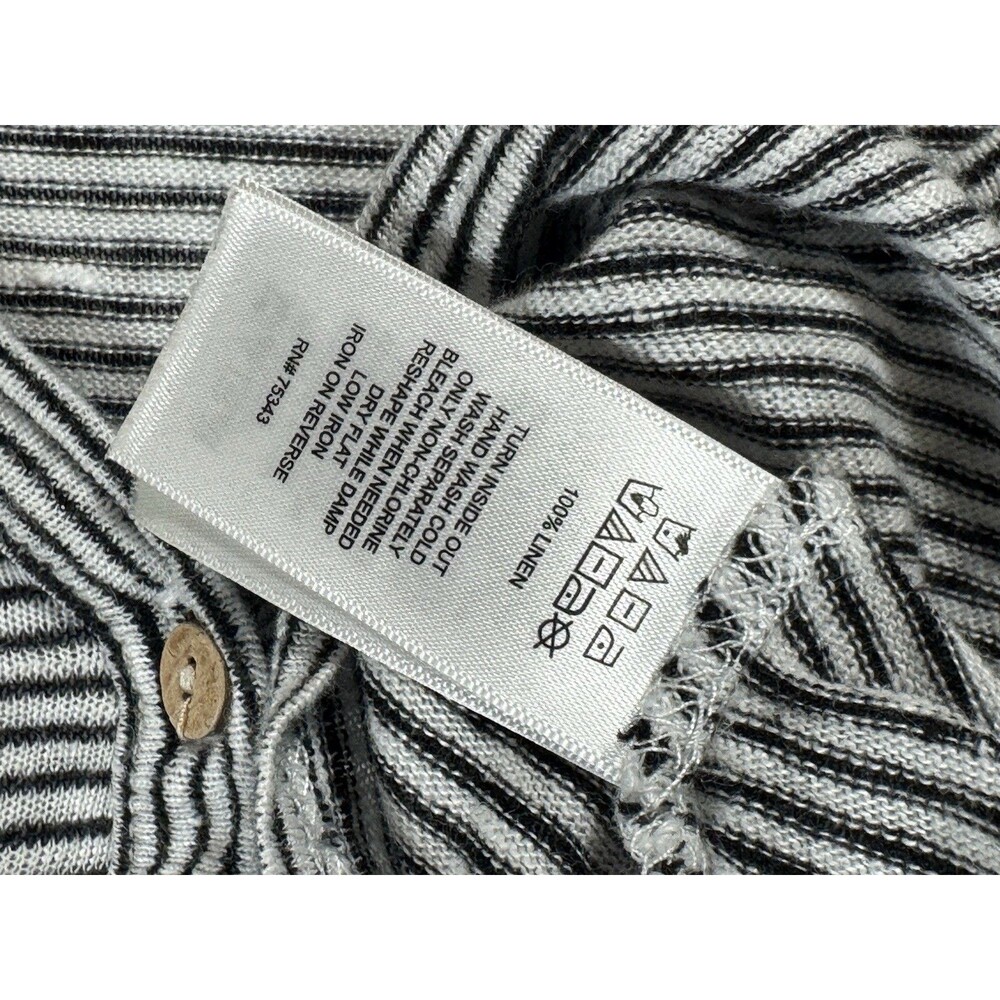 Rachel Zoe Linen Striped Stripe Tie Front Crop Shirt Top Medium Black White - Picture 5 of 7